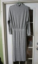 Catherine Malandrino Sweater Dress M Gray Long Sleeve Maxi Ribbed Casual
