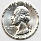 1948 25c Washington Silver Quarter - RAW - Great Luster - GEM BU