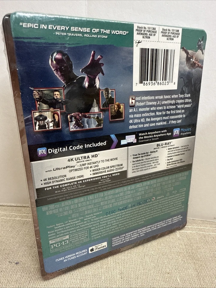 Avengers Age of Ultron (Blu-ray , 2015, Steelbook) - Image 2 of 2