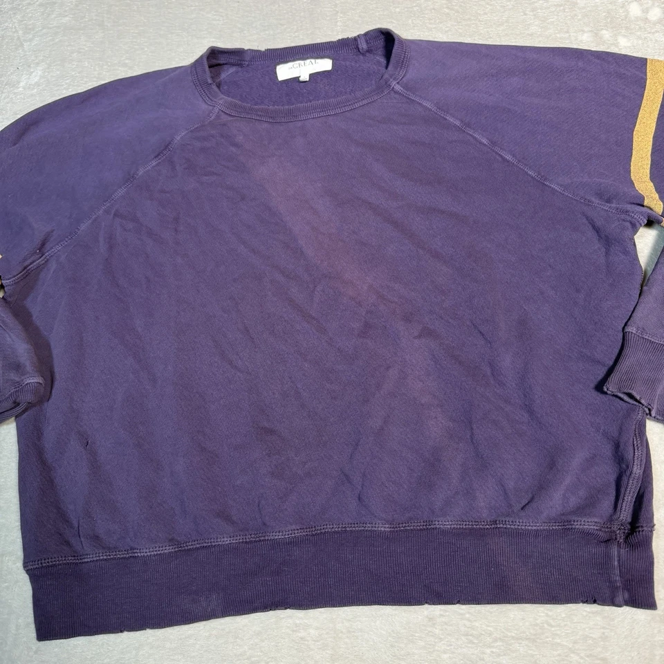 THE GREAT Sudadera Mujer Grande Púrpura Rayas Manga Larga Pullover Cuello Redondo Foto 4 de 4