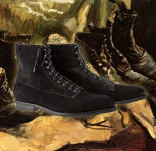 Handmade Men Black Suede ankle boots, Mens Fashion black casual ankle boots