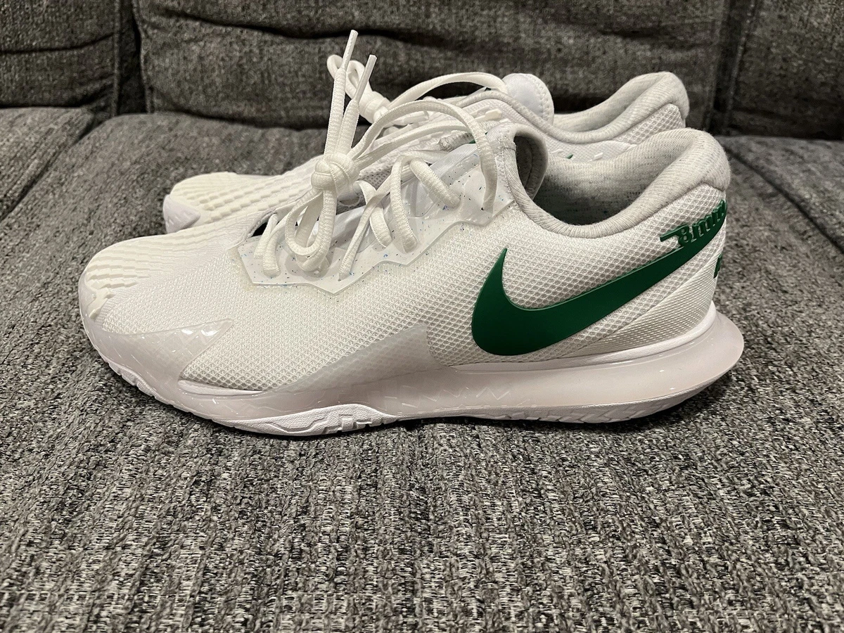Nike Court Zoom Vapor 4 Rafa Nadal White and Kelly Green Sneakers Men’s Size 8.5 Size 15 - NikeCourt Zoom Vapor Cage 4 Rafa White Action  main image 2