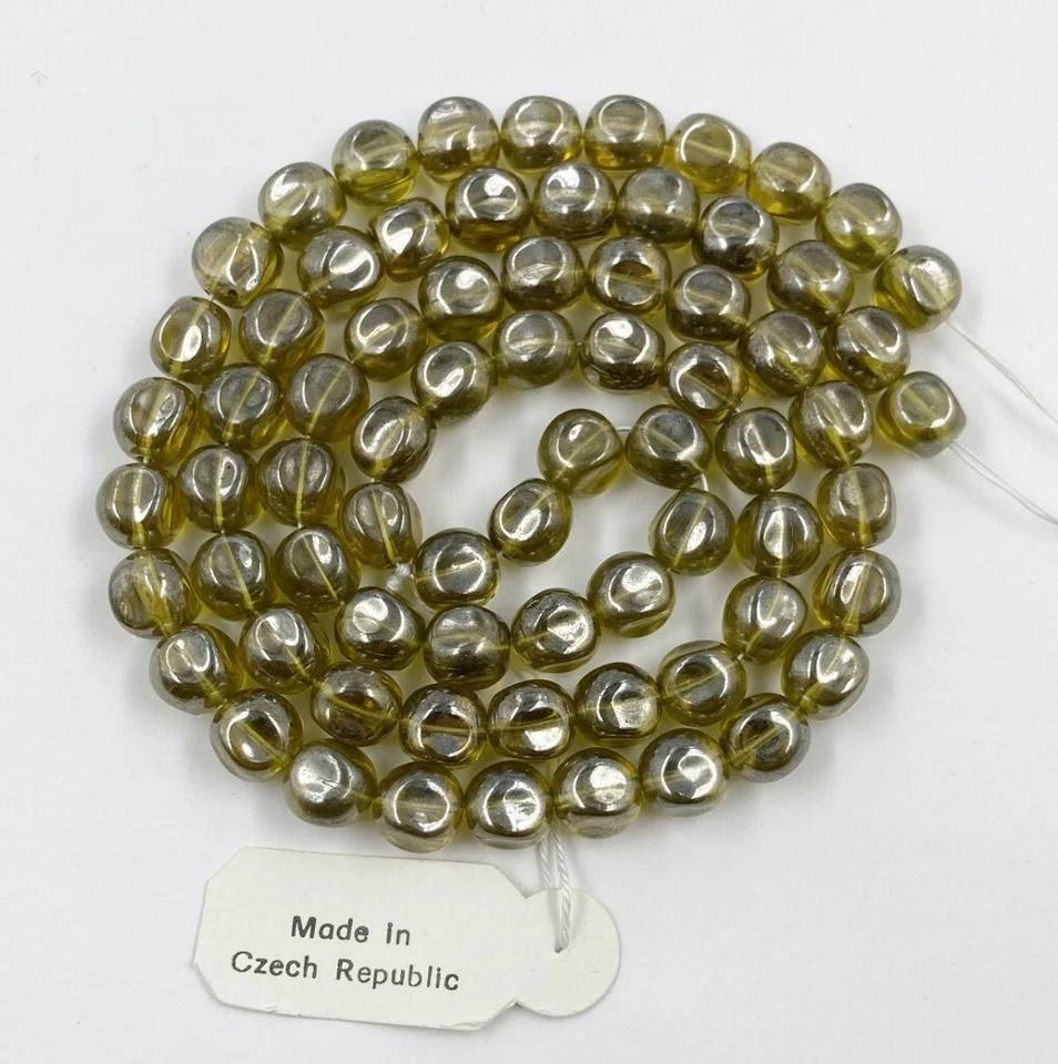 70 Vintage Jablonex Vidrio Checo Verde Oliva Brillo 9mm. Cuentas estriadas N804T Foto 3 de 4