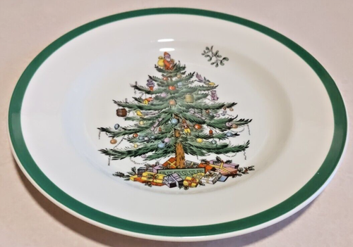 SPODE CHRISTMAS TREE 3 SALAD PLATES Excellent Condition England - Picture 2 of 3