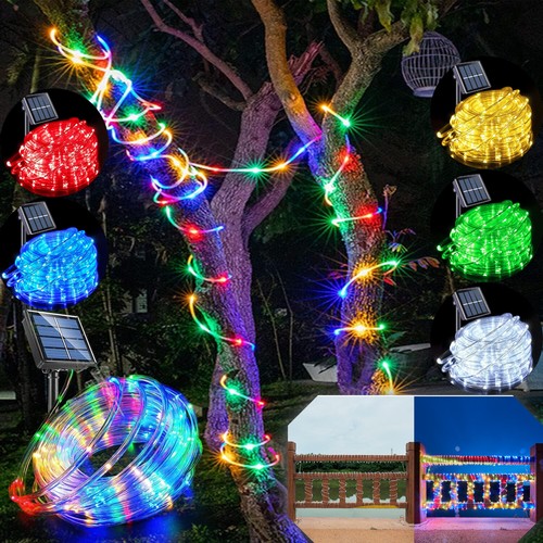 Solar 50/100Led powered tube rope string fairy lights outdoor garden patio decor - Picture 12 of 27