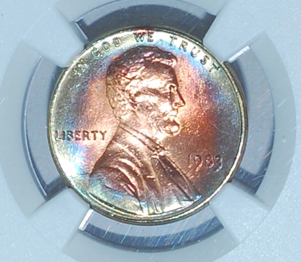 1983 NGC MS65RB FS-801 DDR Doubled Die Reverse Lincoln Cent Powder Blue Toning - Image 4 of 4
