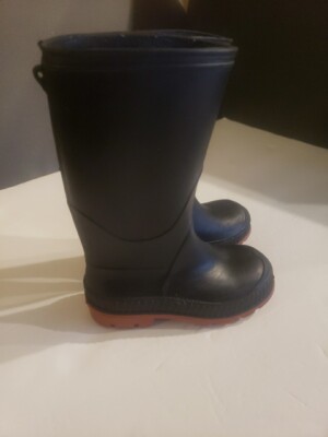 Youth Boy Girl Size Black Rubber Rain Boots Waterproof Outdoor