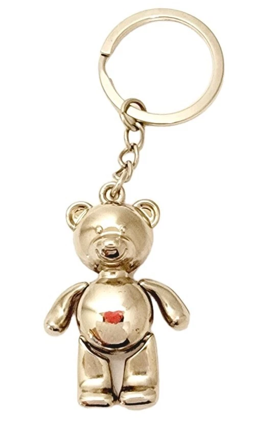 Teddy Bear Articulated Keychain Silvertone Metal Jointed Red Heart Keyring  Gift | eBay