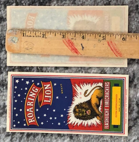 Firecracker Label 1940s Roaring Lion Vintage Original New Old Stock Cat King - Picture 4 of 5