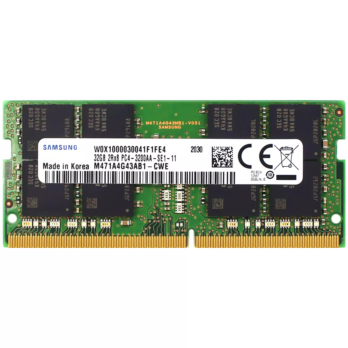 Samsung 32GB DDR4 SODIMM 3200 MHz PC4-25600 Laptop Memory RAM  (M471A4G43AB1-CWE)