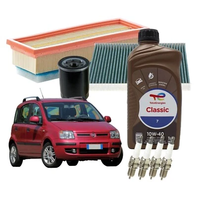 KIT TAGLIANDO + 4 CANDELE FIAT 500 PANDA 169 312 - 1.2 BENZINA 44 51 KW 60 69 CV