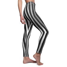 Black and White Striped - Women's Cut  Sew Casual Leggings AOP 