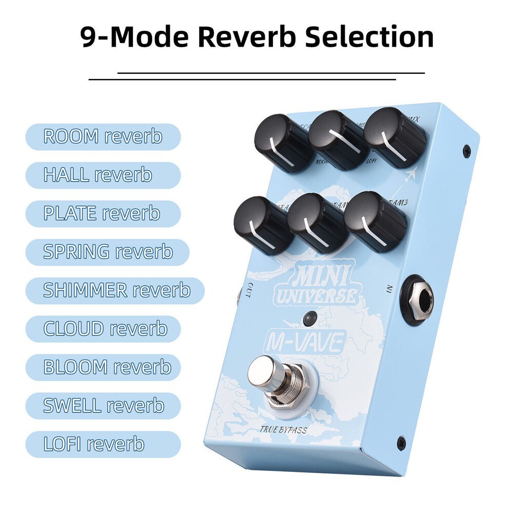 Mini Universe Digital Reverb M-VAVE Guitar Effects Pedal 9 Reverb