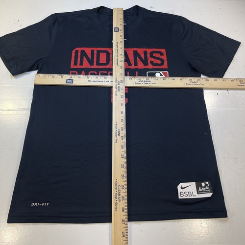THE NIKE TEE DRI FIT CLEVELAND INDIANS MLB BASEBALL TEE T SHIRT Mens M Black - Picture 7 of 7