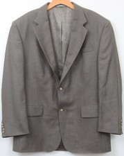 Oscar de la Renta Brown Silk Wool Sport Coat Jacket Two Button Blazer 44R