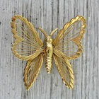 VINTAGE MONET BUTTERFLY BROOCH PIN GOLD WIRE FIGURAL COSTUME JEWELRY 1.75"