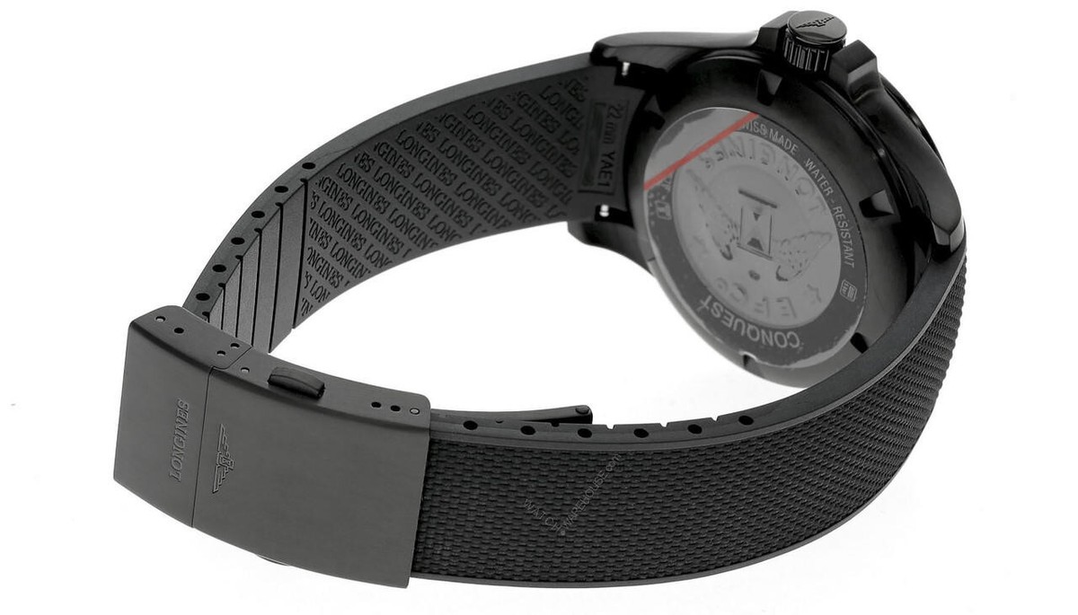 Longines Conquest V.H.P. 43mm Black PVD Rubber Men's Watch L3
