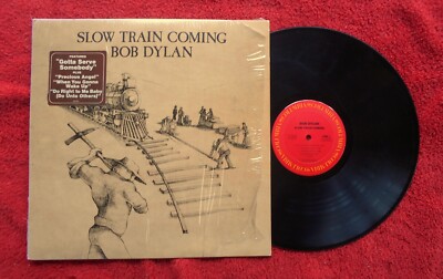 BOB DYLAN     SLOW TRAIN COMING     1979 LP WITH SHRINK AND HYPE STICKER