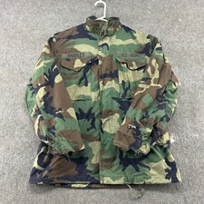 VTG US Army Coat Small Regular Cold Weather Jacket Woodland Camo Field M65 90s
