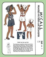 Childs SUN SUIT w BONNET Hat Bunny Applique RARE McCall 568 Vtg Sewing Pattern