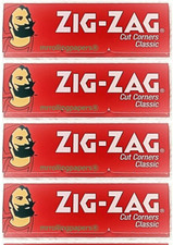 4x Zig Zag Rolling Papers Classic Red Cut Corners 4 Pks-60Lvs/PK USA SHIPPED 