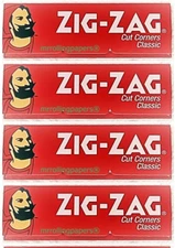 4x Zig Zag Rolling Papers Classic Red Cut Corners 4 Pks-60Lvs/PK *USA SHIPPED*