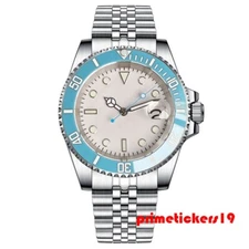 Tandorio NH35 Automatic Blue White 40mm Men's Watch Sapphire Ceramic Bezel Date