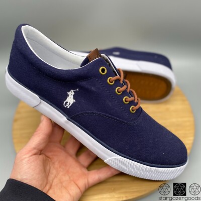 Polo Shoes Mens Size 11.5 Blue Casual Forestmnt II Sneakers Lace Low Logo Canvas