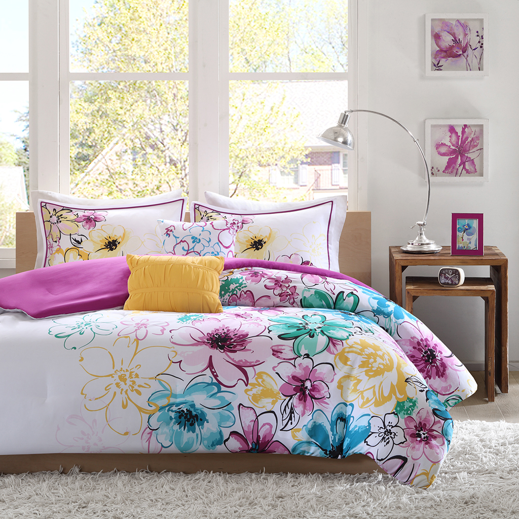 BEAUTIFUL CHIC PINK WHITE TEAL BLACK PURPLE ABSTRACT ORANGE GIRLS COMFORTER  SET | eBay
