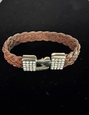 Leather Wristband Bracelet with Rhinestone Accent Links 8