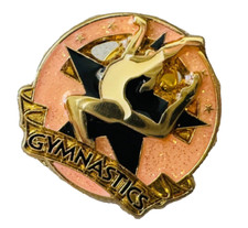 NEW Crown GLITTER Gymnastics Lapel Pin GYMNASTICS Peachy Pink