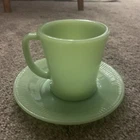 Vintage Fire King Jadite Coffee Mug And Saucer