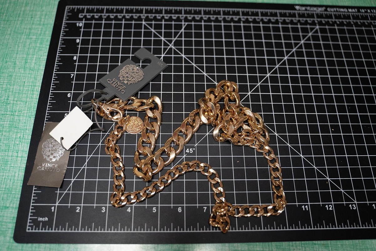Stunning New Vince Camuto Gold Tone Triple-Row Chain Belt w Crest Medallion 45\