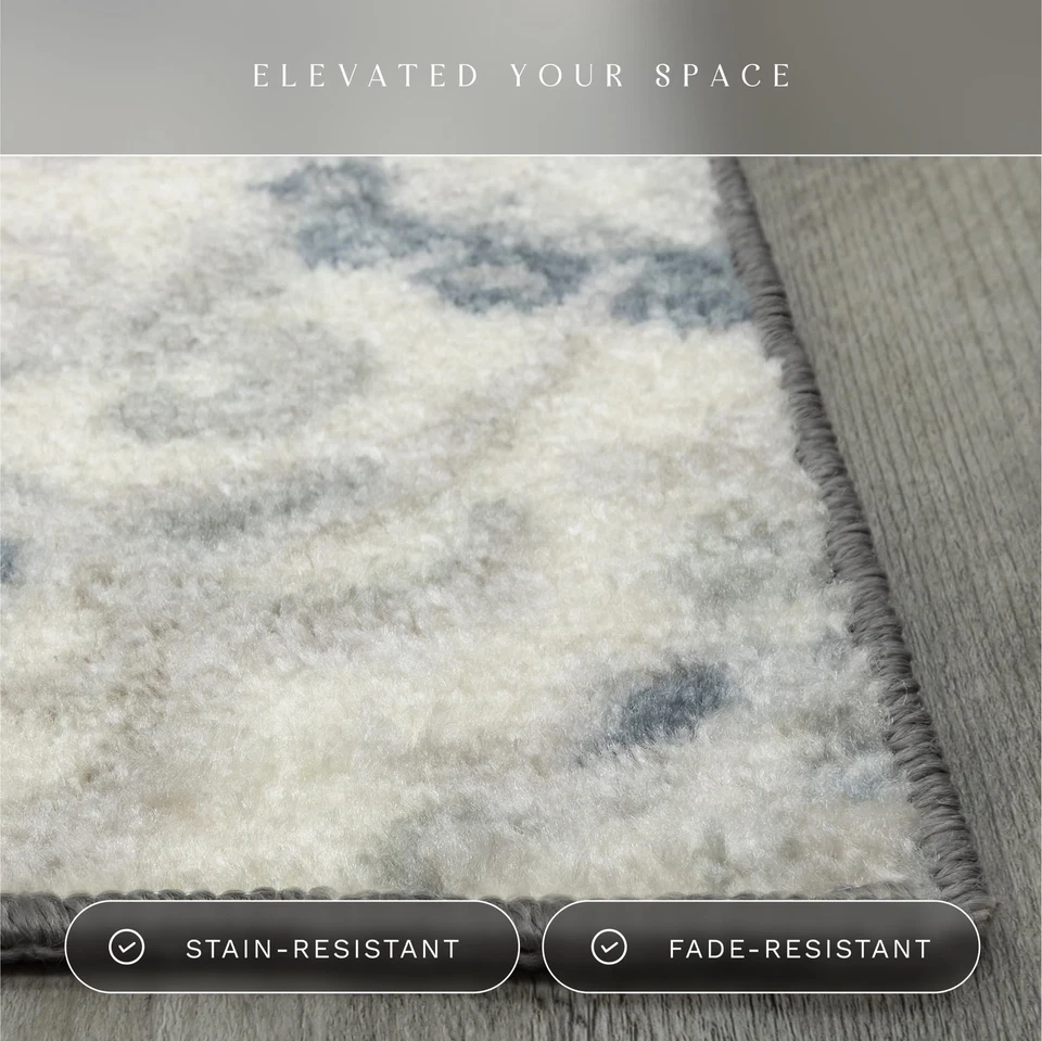 Blooming Damask Area Rugs - Made in USA – Washable, Non Slip Indoor Carpet fo... - Image 4 of 4