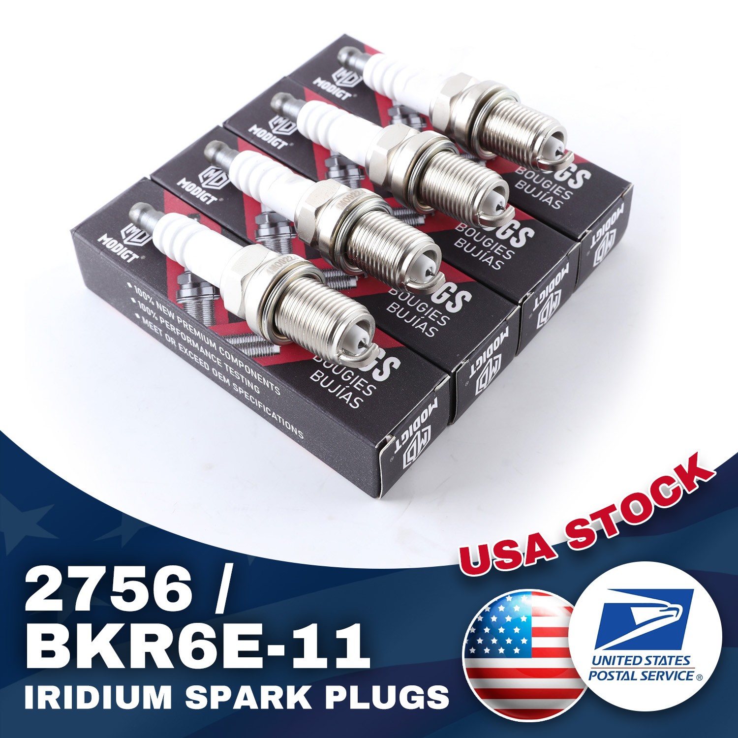 4PCS Iridium 2756 / BRK6E-11 Spark Plugs Superior For Ford Escort 1991-1996