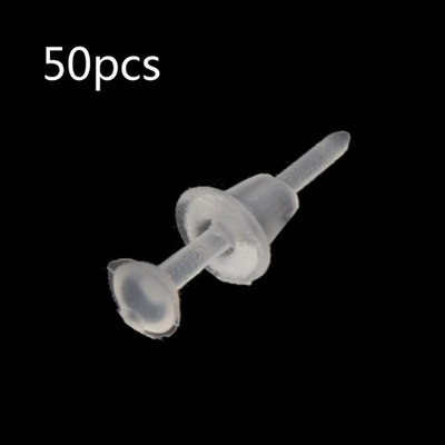 50 Pairs 3mm Invisible Plastic Earrings Blank Pins with Earring Backs Earring
