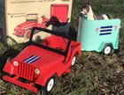 Marx Johnny West Jeep & Trailer Mobile Ranch Set w/ Storm Cloud Horse & Orig Box