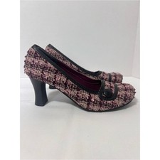 Vintage Mudd Y2K Rockabilly Goth Pink Tweed Mid Heel Pumps Retro Heels Size 9