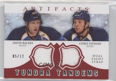 2012 Upper Deck Artifacts Red Fight Straps 5/12 David Backes Chris Stewart 4ry
