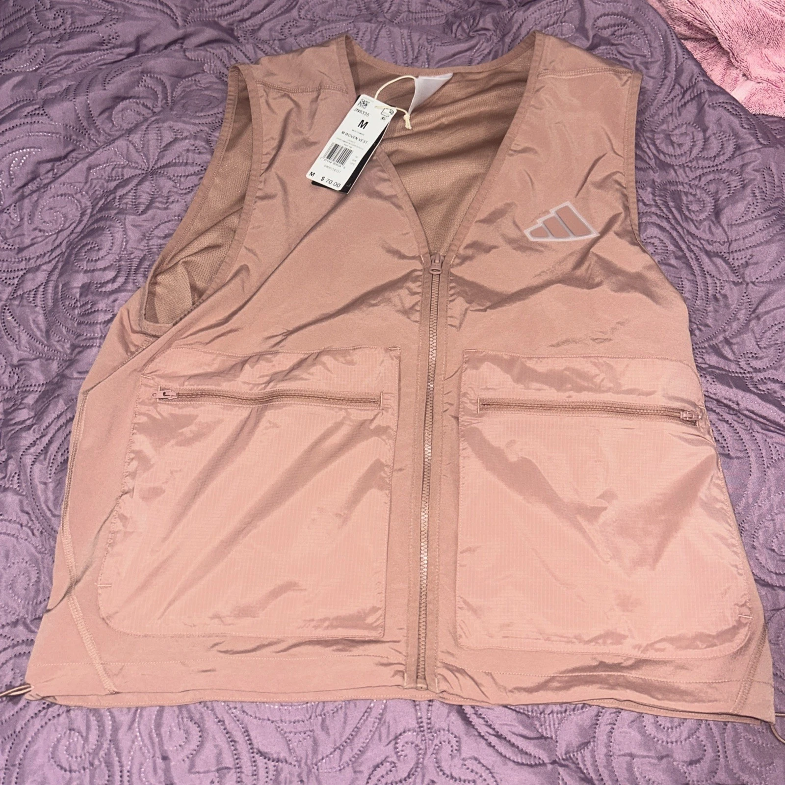 Adidas Woven Vest Sportswear Full Zip Camp Pockets Warm Clay JN9335 Men’s Size M
