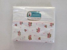 Springmaid Luxury Muslin Cotton Twin Flat Sheet Pink Floral 72"X 108" Vtg USA