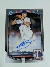 Josh Owens 2025 Bowman Draft Chrome 1st Bowman Auto Rangers On-Card Autograph