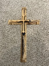 Wooden Wall Cross, Christian Religious Decor, Rustic Wood Crucifix 17  , NEW