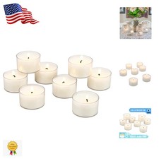 Bulk 96 Pack Unscented Long Burning Tea Light Candles - 8 Hour Smokeless Glow