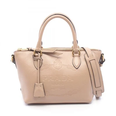 Sac à main bandoulière PRADA GLACE'CALF cuir beige occasion femme - Photo 1/4