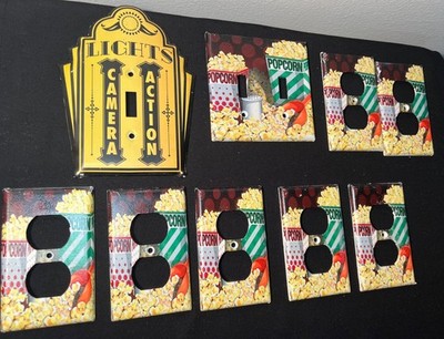 VINTAGE LEVITON POPCORN TV ROOM/HOME MOVIE THEATER   LIGHT SWITCH & WALL PLATES 
