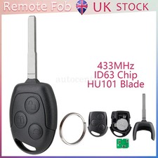 3Button Remote Key Fob ID63 Chip For Ford Focus C-Max S-Max Fiesta Galaxy Mondeo