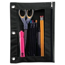 Advantus 67024 Binder Pencil Pouch- 10 x 7 3/8- Black/Clear