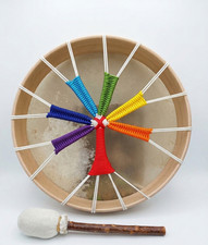 Handmade Shamanic Drum   Natural Buffalo Skin Frame Drum 14"  22" with Beater
