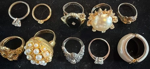 VTG Costume Fashion Gold/silver Tone Estate Jewelry Rings 10 Pieces A24-R
